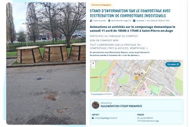 Stand d’information sur le compostage avec distribution de composteurs individuels