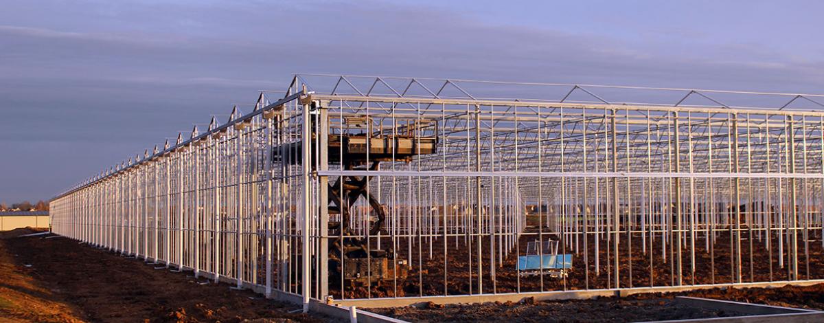 Installation des parois des futures serres maraîchères de Colombelles